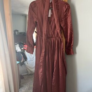 Elegant Rust Wrap Dress